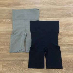 2 pack High Waisted MeMoí Heather Gray/Black Thigh Shaper